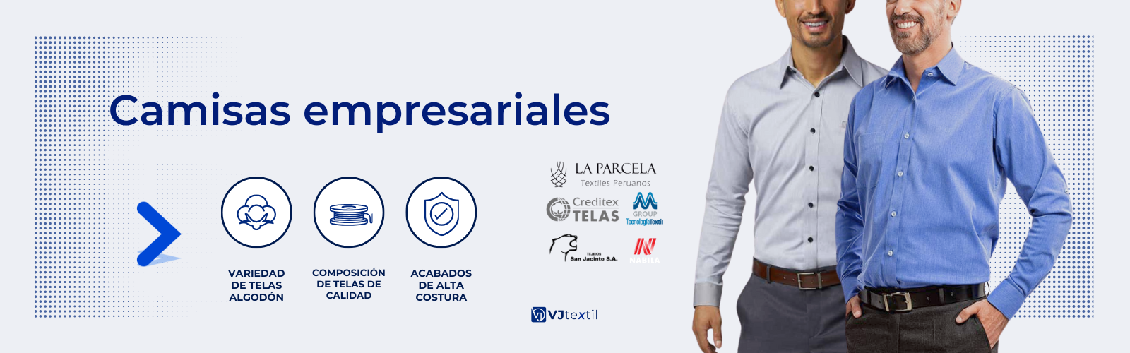 Confección y comercialización de camisas corporativas. Camisas y blusas para empresas. Telas premium. Camisas Oxford san jacinto, la parcela, camisas de trabajo con bordado para empresas vjtextil